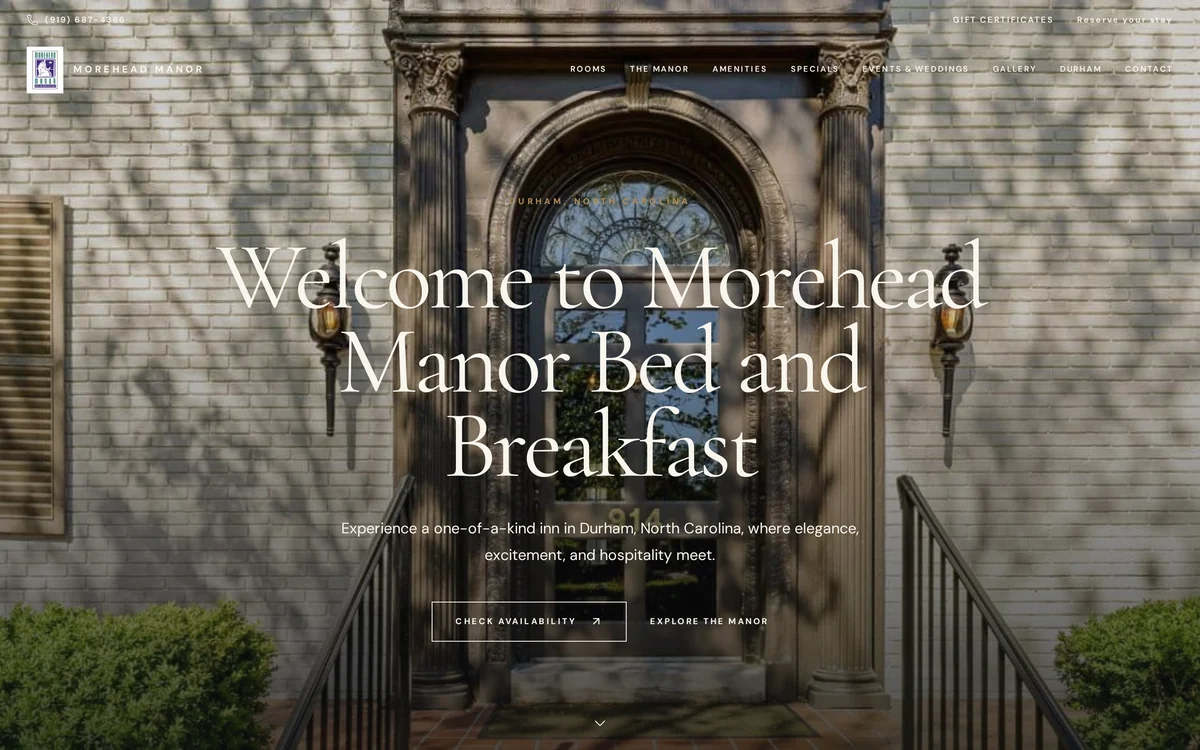 Manor home page, desktop